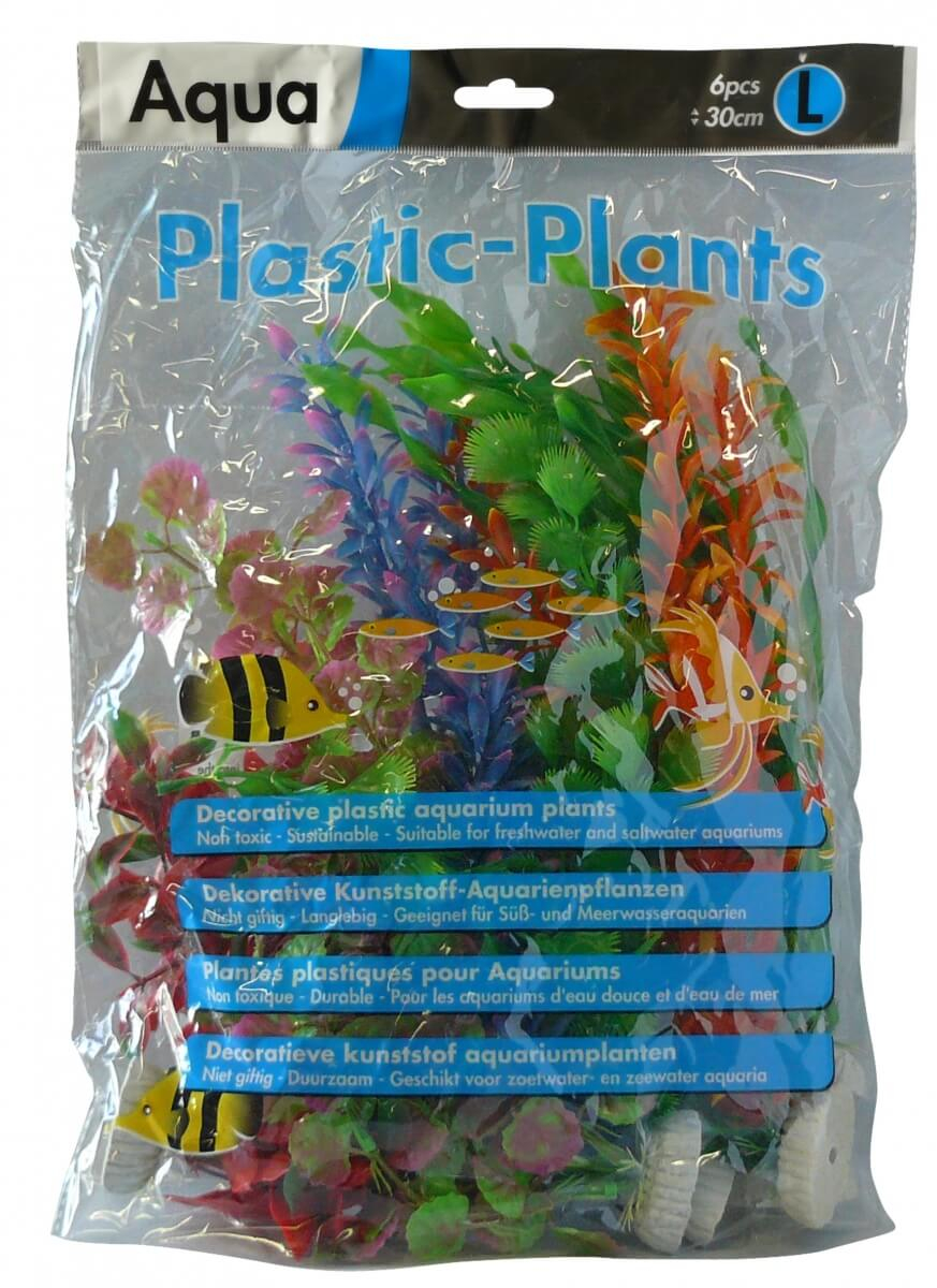6 plantes plastiques divers coloris 30 cm