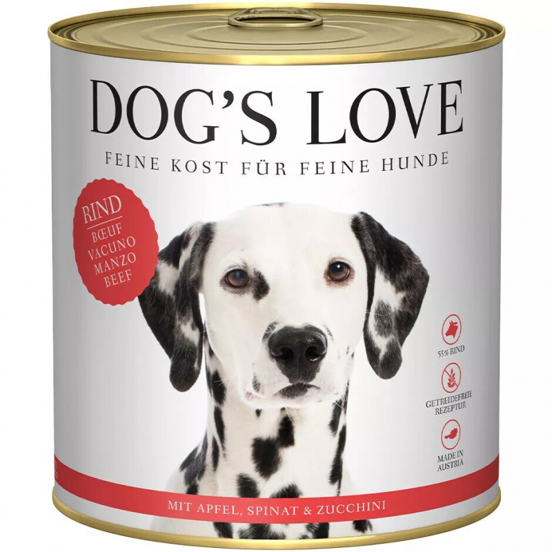 Pâtée 100% naturelle Dog's Love pour chien adulte au boeuf sans céréales