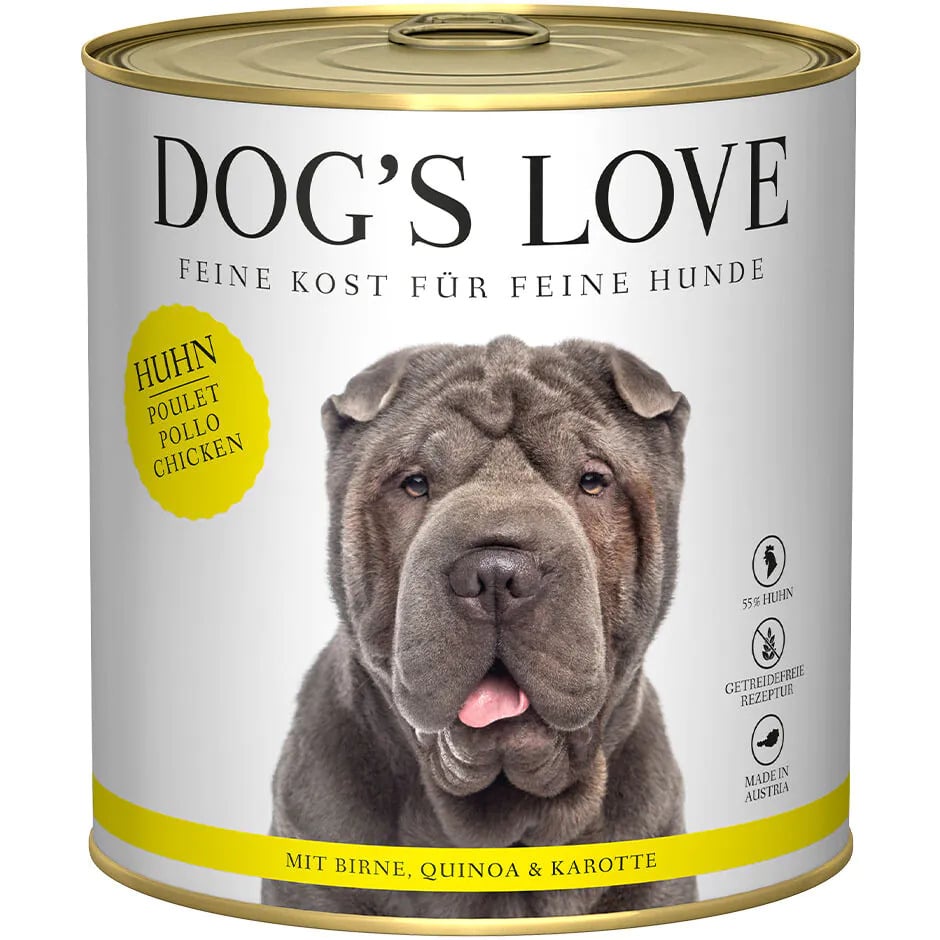 Patè 100% naturale Dog's Love per cani adulti con pollo senza cereali