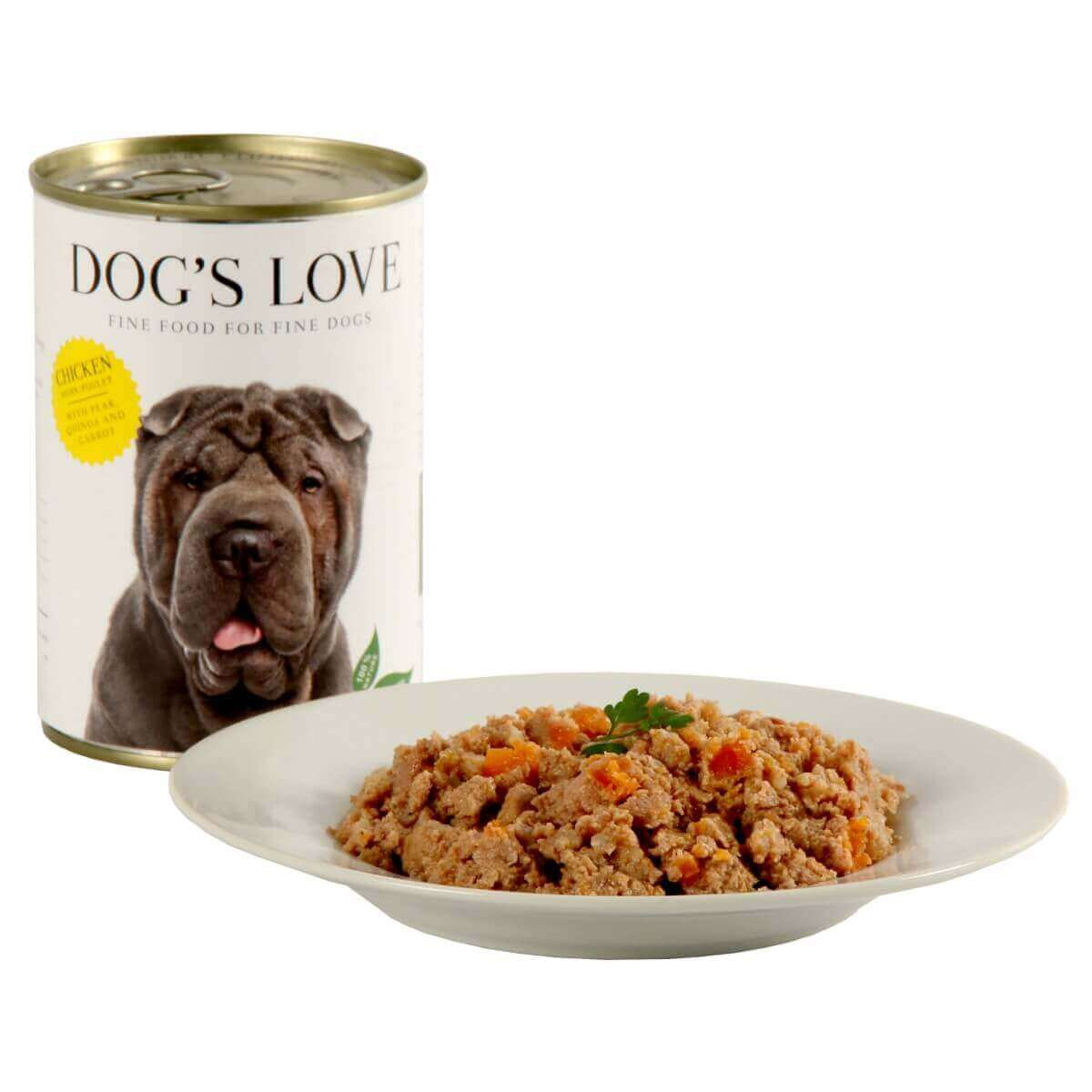 Pâtée 100% naturelle Dog's Love pour chien adulte au poulet sans céréales