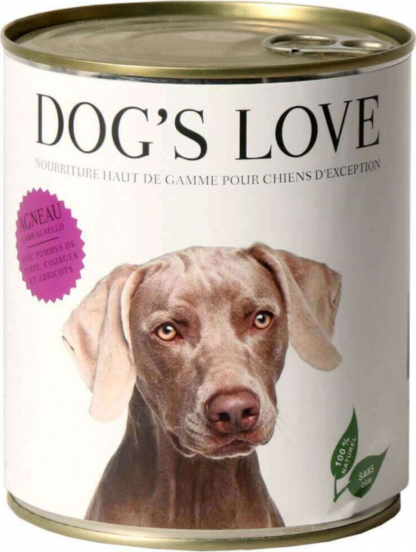 Pâtée 100% naturelle Dog's Love pour chien adulte à l'agneau sans céréales