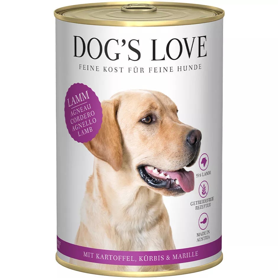 Patê 100% natural Dog's Love para cães adultos com cordeiro sem cereais