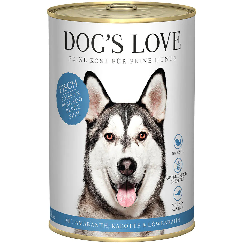 Dog's Love Adult 100% natürliches Nassfutter mit Fisch, ohne Getreide für Hunde