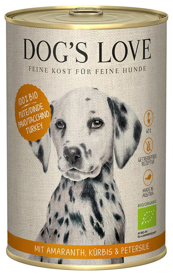 Dog's Love BIO 100% natürliches Nassfutter mit Pute