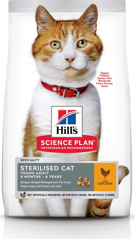 Hill S Science Plan Feline Young Adult Sterilised Pour Chat Sterilise Au Poulet