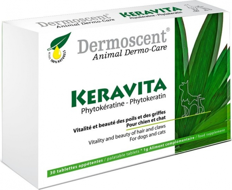 Dermoscent KERAVITA aliment complémentaire pour la protection cutanée et la qualité des griffes et des poils