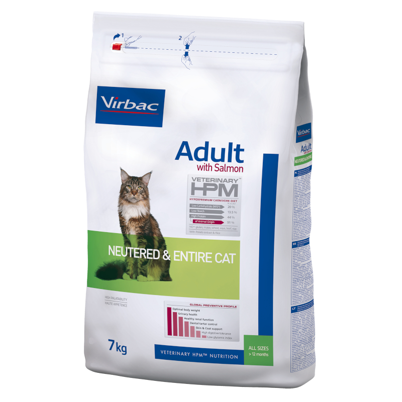 Virbac Veterinary HPM Ração seca para gato adulto com salmão