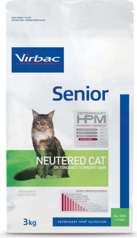 VIRBAC Veterinary HPM Senior Neutered para gatos mayores esterilizados