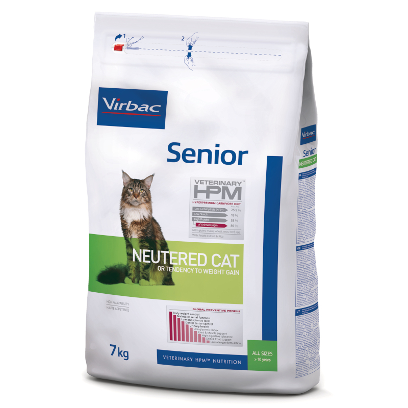 VIRBAC Veterinary HPM Senior Neutered Ração seca para gato adulto senior castrado
