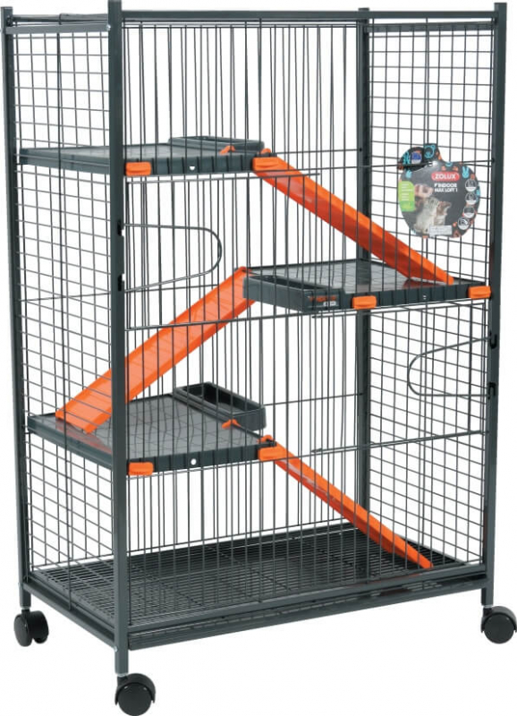 Cage Indoor maxi loft 1 pour chinchillas et furets orange grise