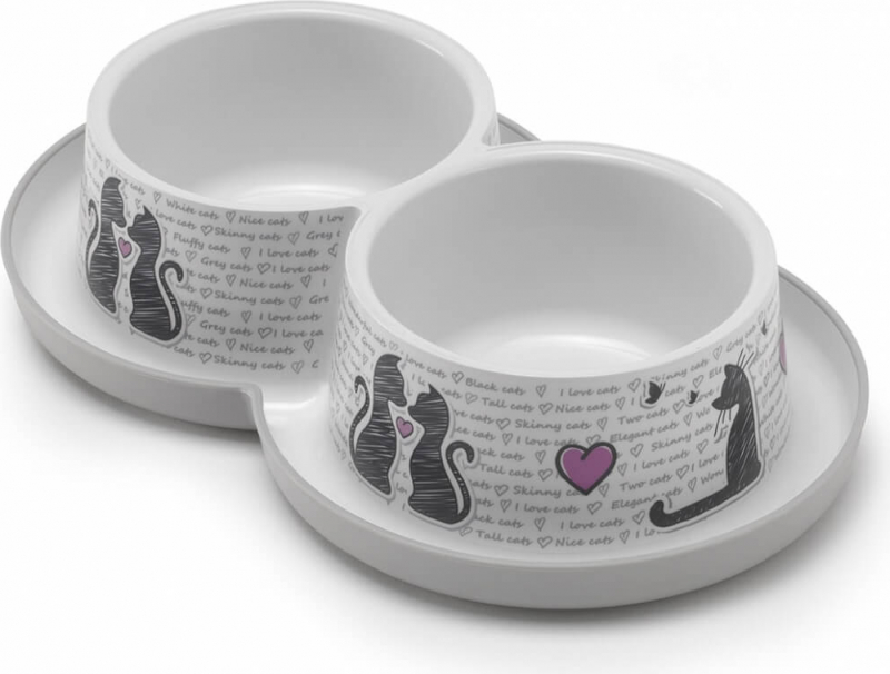 Gamelle double Trendy Dinner Cats in Love pour chat - 2x350ml