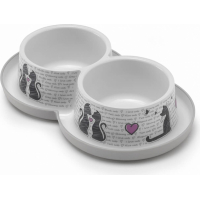 Gamelle double Trendy Dinner Cats in Love pour chat - 2x350ml