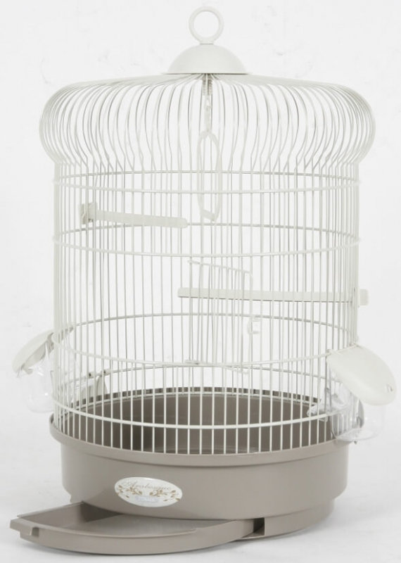 Cage ronde Coquelicot, coloris gris taupe - H52 cm