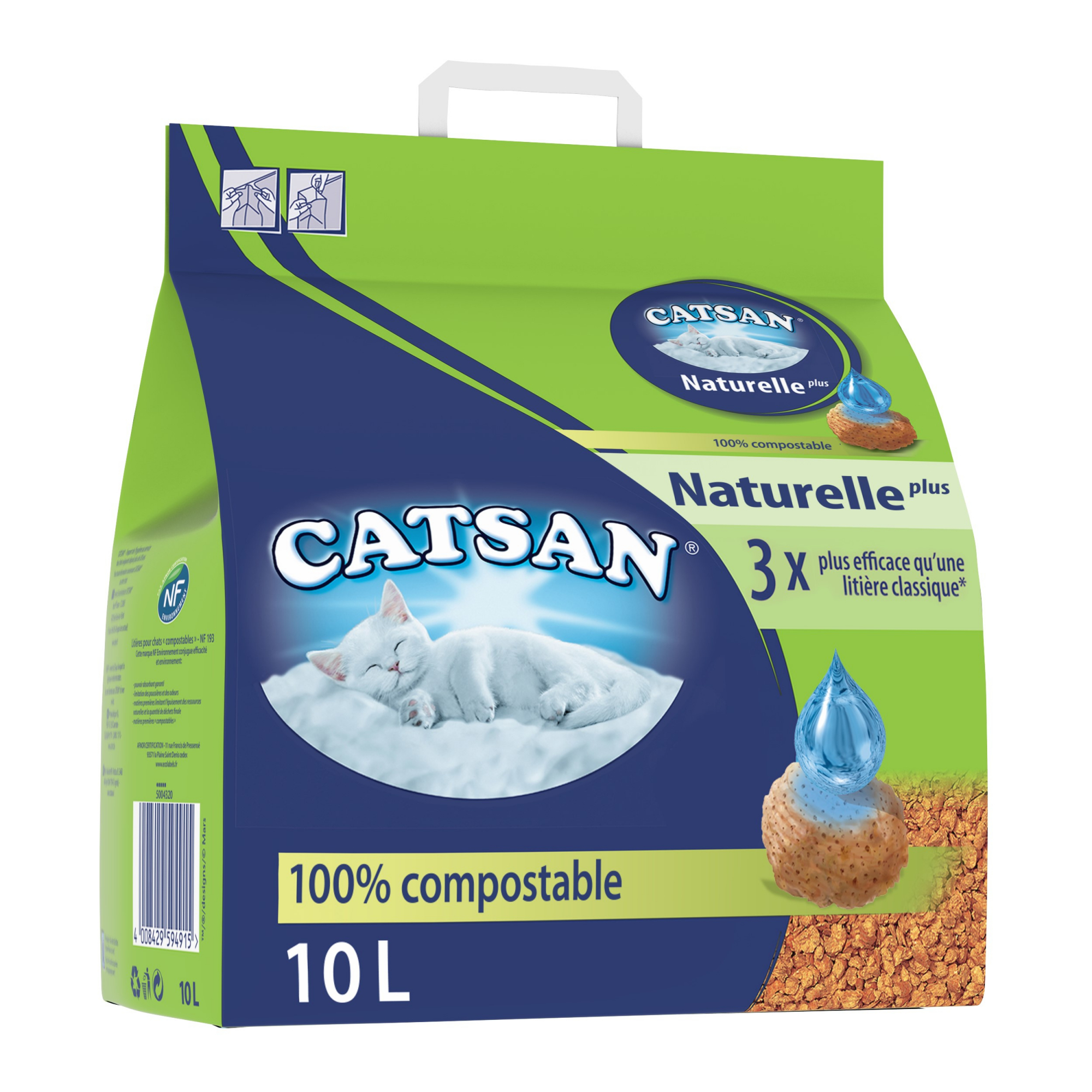 Litière chat végétale CATSAN Naturelle Plus 10kg