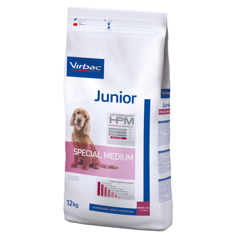 VIRBAC Veterinary HPM JUNIOR Special Medium ração seca para cachorros de tamanho médio