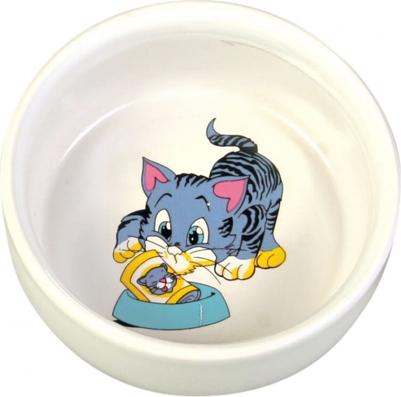 Comedero de cerámica con dibujo gato