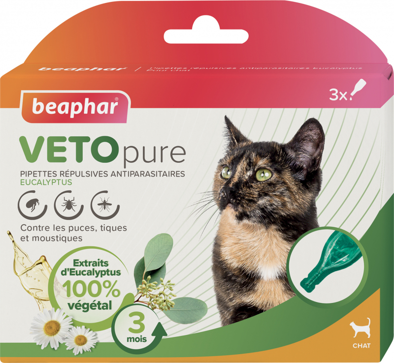 Pipetas repulsivas anti-antiparasitárias Vétopure para gatos