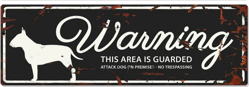 Petsigns Warnschild vom weissen Bullterrier TOP Hundeschild aus Stabiler 1,5 mm Metallplatte