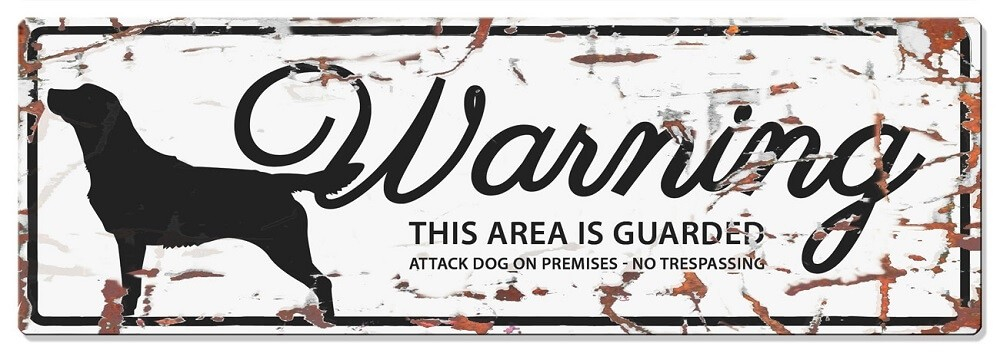 rechteckiges Schild aus Metall WARNING Labrador