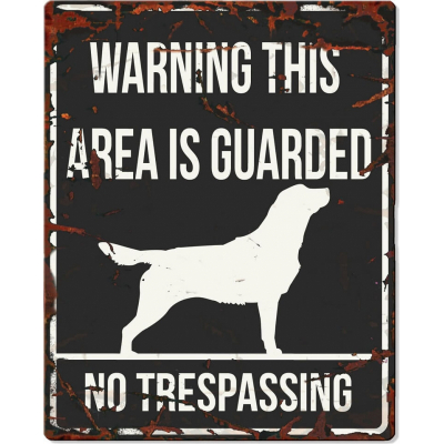 Schild WARNING mit Labrador
