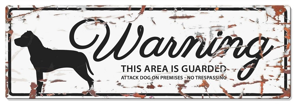Cartel rectangular metal WARNING Staffordshire Terrier