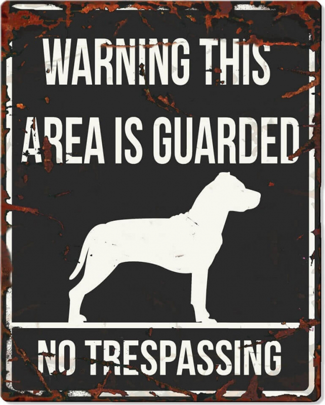 Pancarta cuadrada metal WARNING Staffordshire Terrier