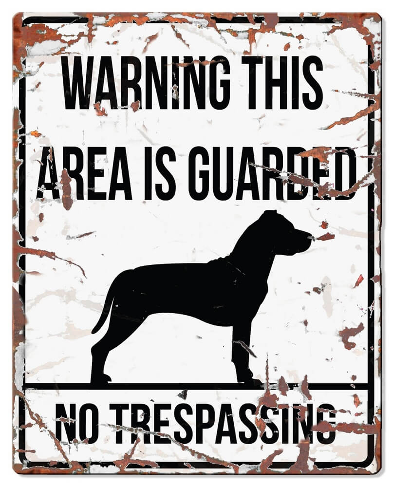 Placa de sinalização quadrada de metal de cão AVISO American staffordshire terrier