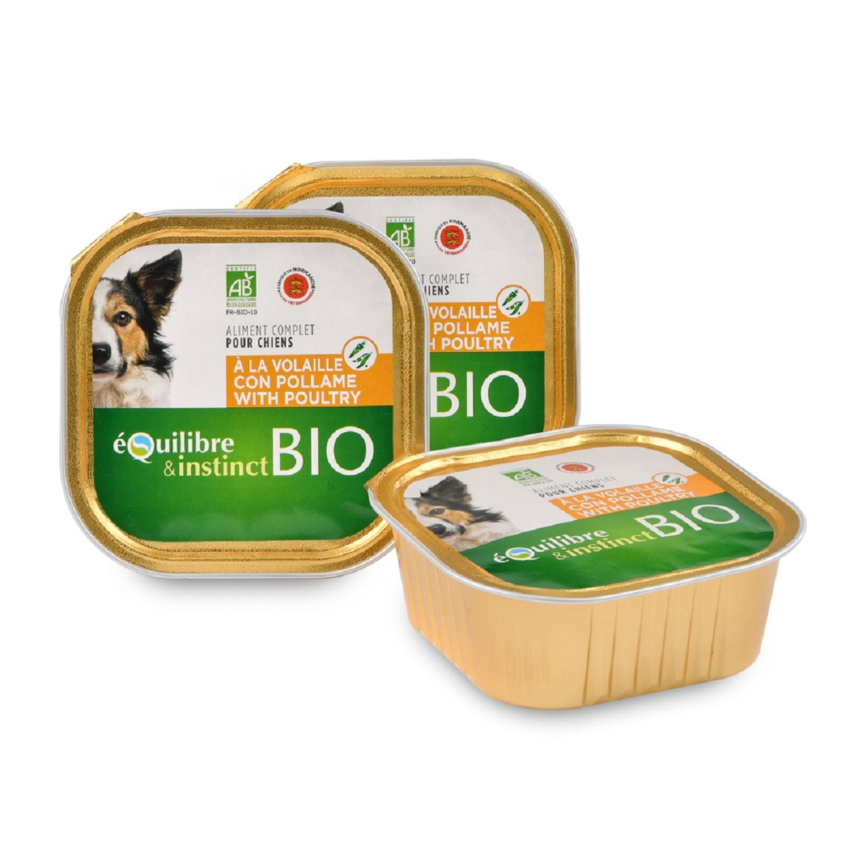 Equilibre & Instinct BIO Aves de corral y verduras comida húmeda ecológica para perros