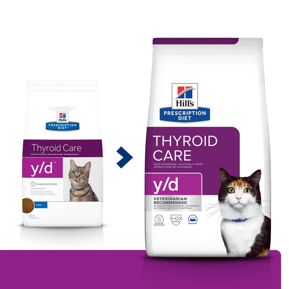 HILL'S Prescription Diet Y/D Thyroid Croquettes pour chat adulte