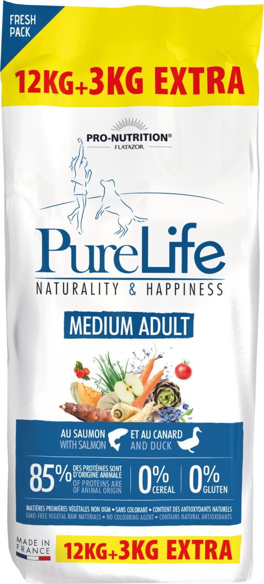 PRO-NUTRITION Pure Life Sans Céréales Adult Medium pour Chien Adulte de Taille Moyenne