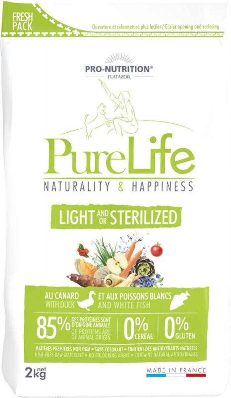 PRO-NUTRITION Flatazor Pure Life Sans Céréales Light & Sterilized pour chien adulte stérilisé ou en surpoids