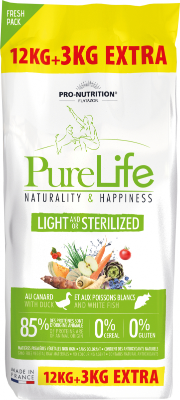 PRO-NUTRITION Pure Life Sans Céréales Light & Sterilized pour chien adulte stérilisé ou en surpoids