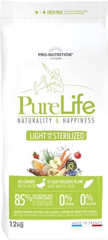 PRO-NUTRITION Flatazor Pure Life Sans Céréales Light & Sterilized pour chien adulte stérilisé ou en surpoids