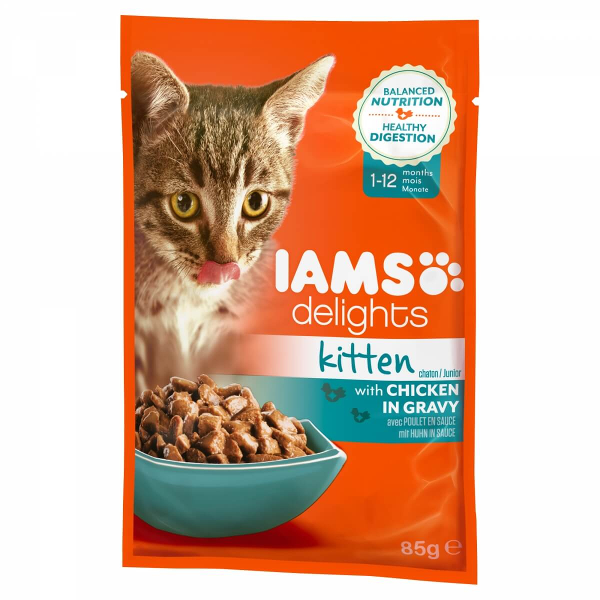IAMS Sobres Individuales Delights Kitten Pollo en Salsa para gatitos - 12x85g
