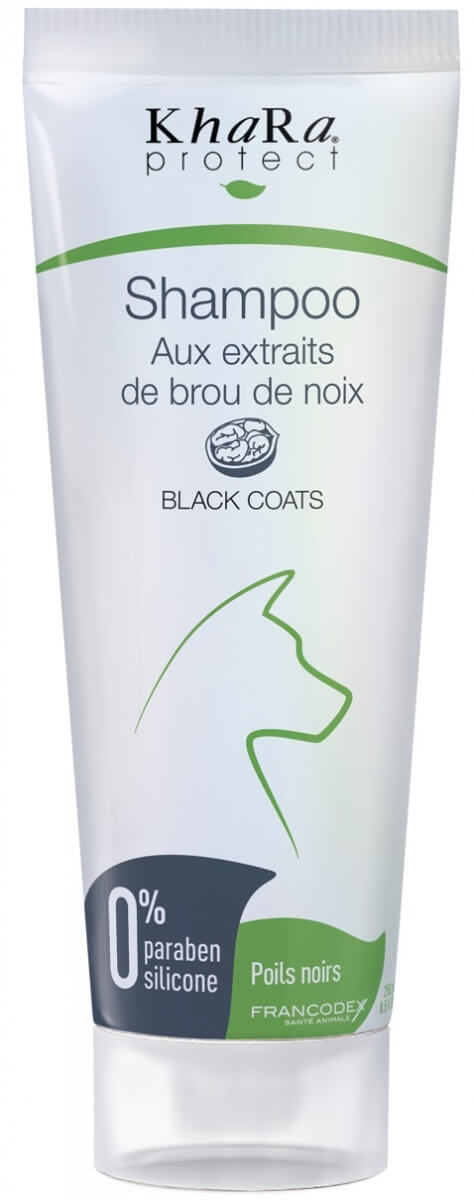 Khara Shampoo für schwarzhaarige Hunde mit Walnussschalenextrakten