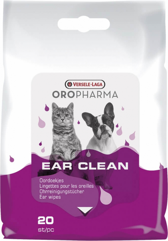 Toalhitas Oropharma húmidos para cuidados auriculares de cães e gatos