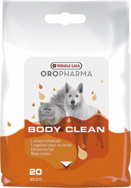 Lingettes corporelles Body Clean Oropharma pour chiens et chats 