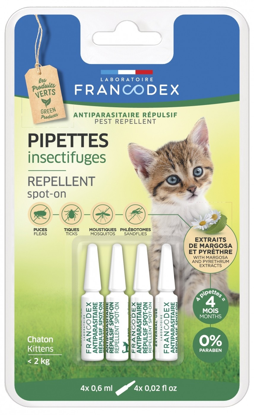 Francodex Pipettes antiparasitaires insectifuges pour chaton et chat