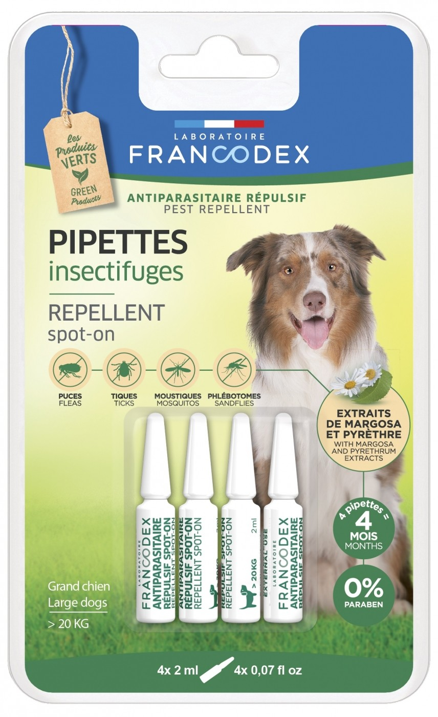Francodex Pipettes antiparasitaires insectifuges pour chien