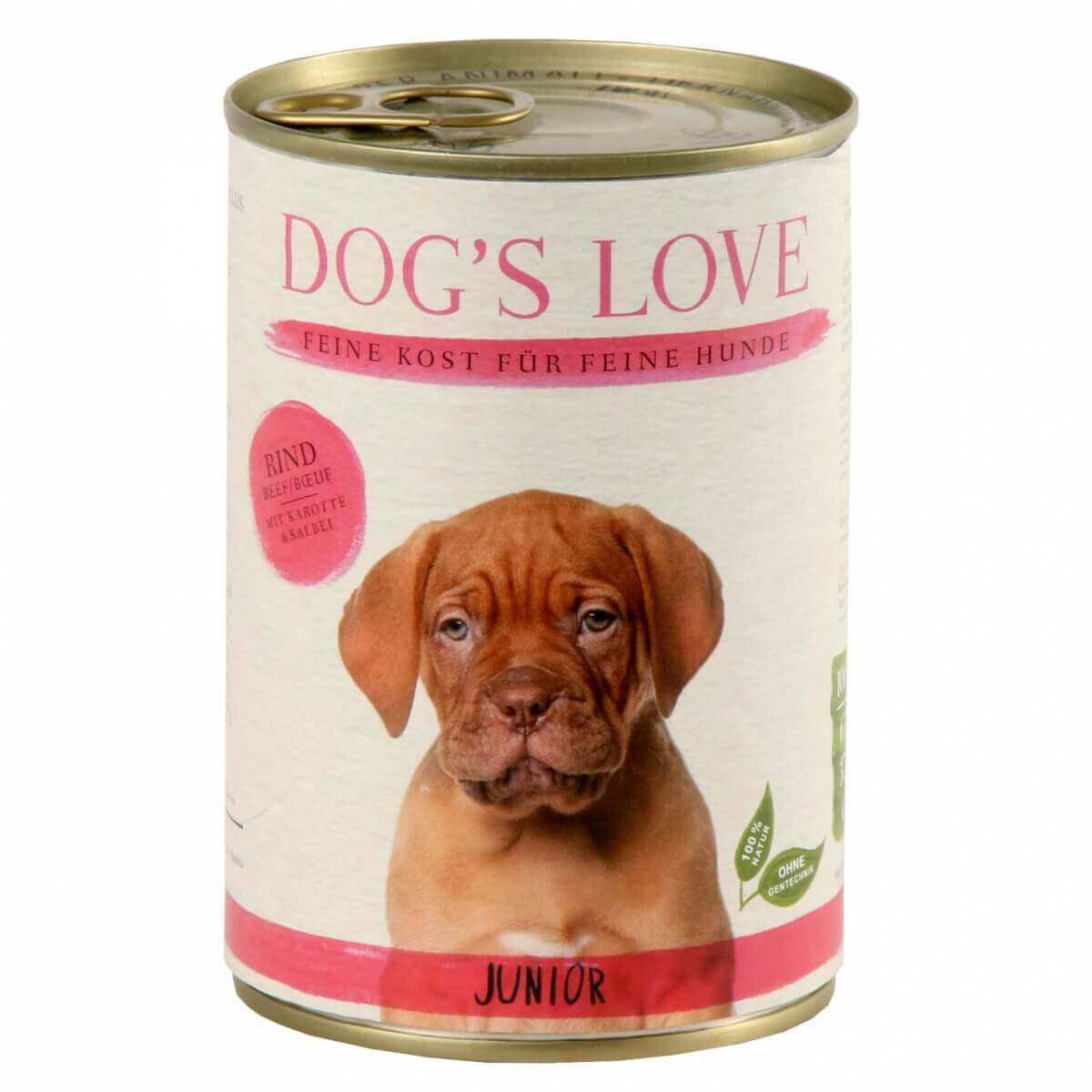 Natvoer DOG'S LOVE met rund, Puppy & Junior