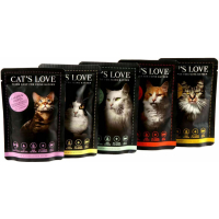 CAT'S LOVE Comida húmeda natural para gatos adultos 85 gr - 6 recetas
