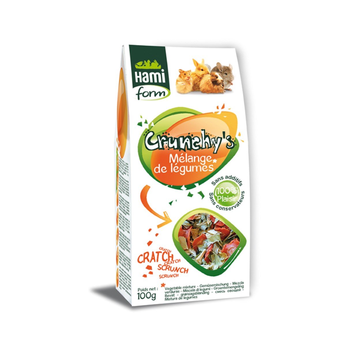 Petiscos Crunchy's mistura de legumes para roedores e coelhos HAMIFORM