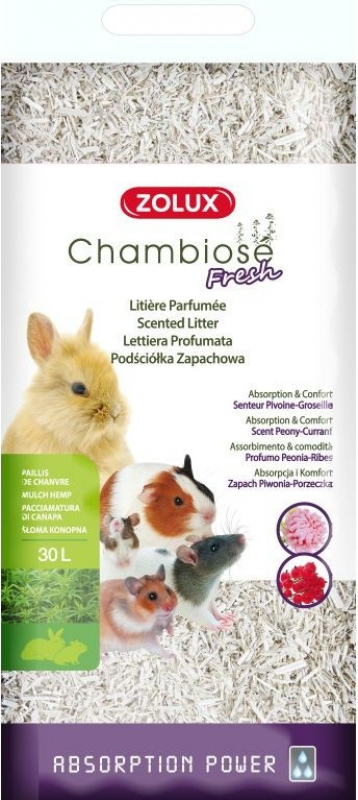 Areia vegetal para animais roedores Chambiose Fresh perfumada Peônia & Groselha