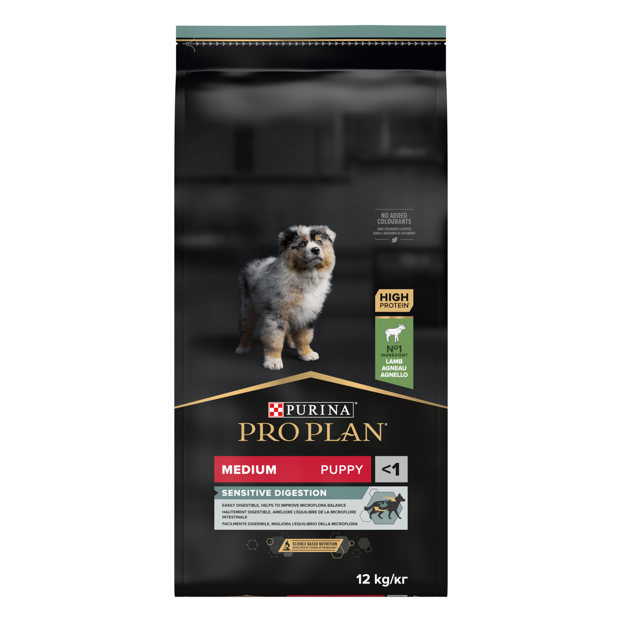 Pro Plan Medium Puppy Sensitive Digestion OPTIDIGEST Ração seca sem cereais para cachorros sabor carneiro