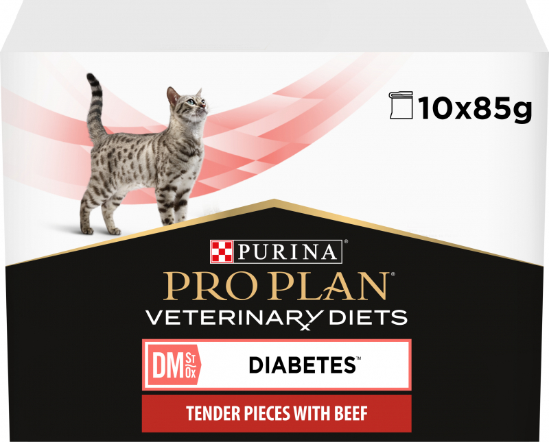 Formato da 10 patè PRO PLAN Veterinary Diets Feline DM ST/OX Diabetes Management - 2 gusti a scelta