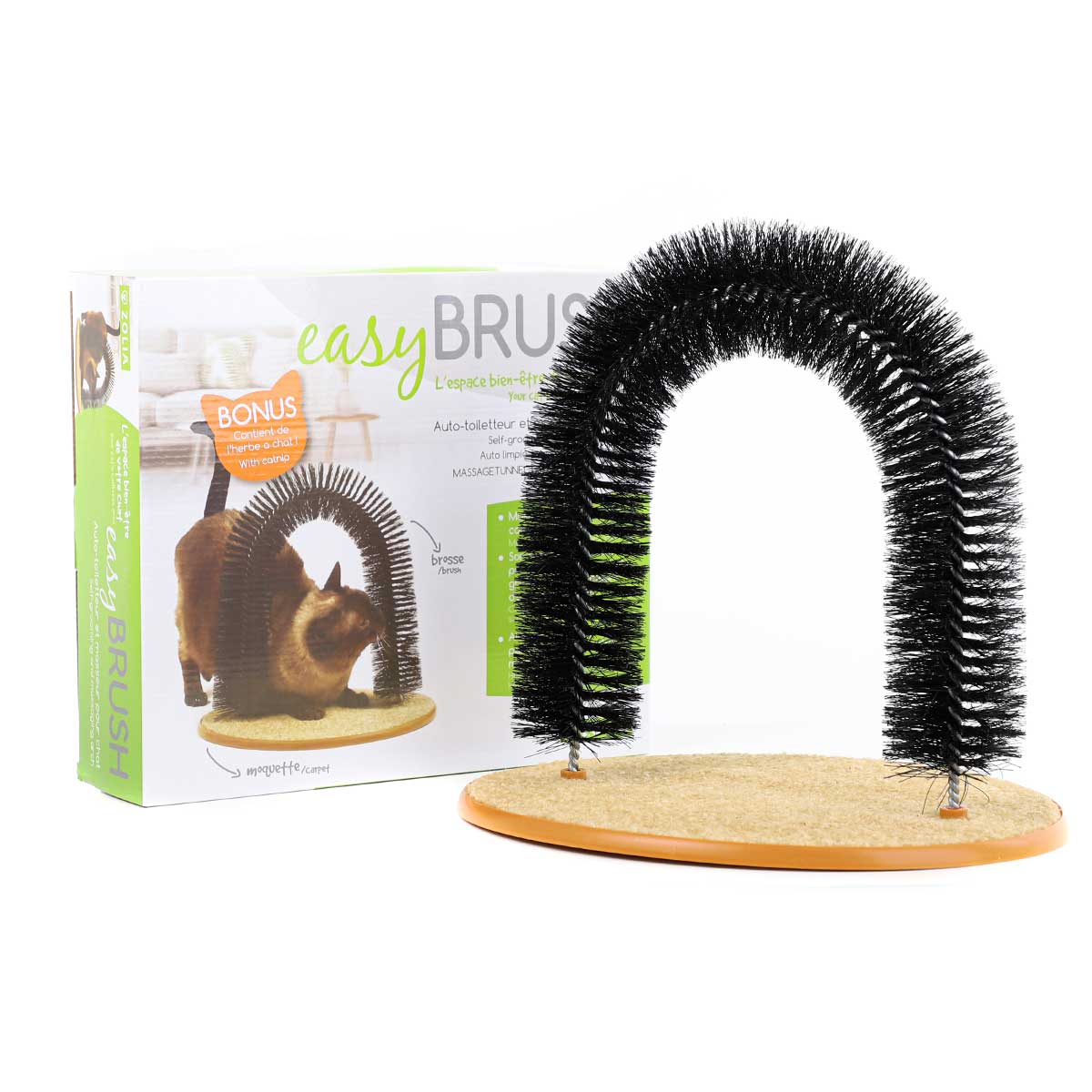 Arco de Higiene pessoal et massajador para gatos Easy Brush com erva gateira