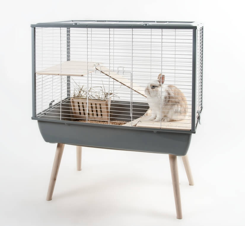 Cage pour lapin et grand rongeur - H87cm - Zolux NEO Muki grise 