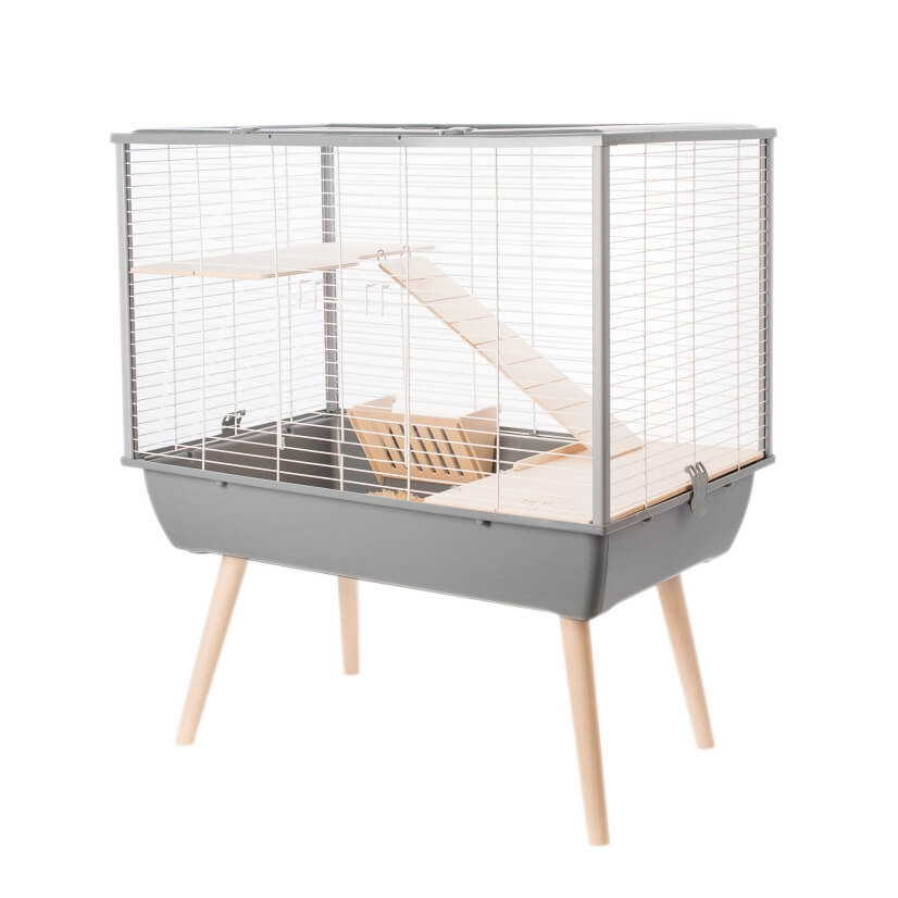Cage pour lapin et grand rongeur - H87cm - Zolux NEO Muki grise 