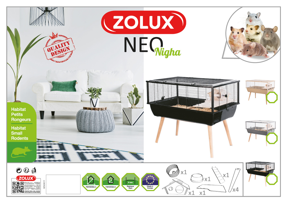 Cage pour petit rongeur - H64,5 cm - Zolux NEO Nigha noire 
