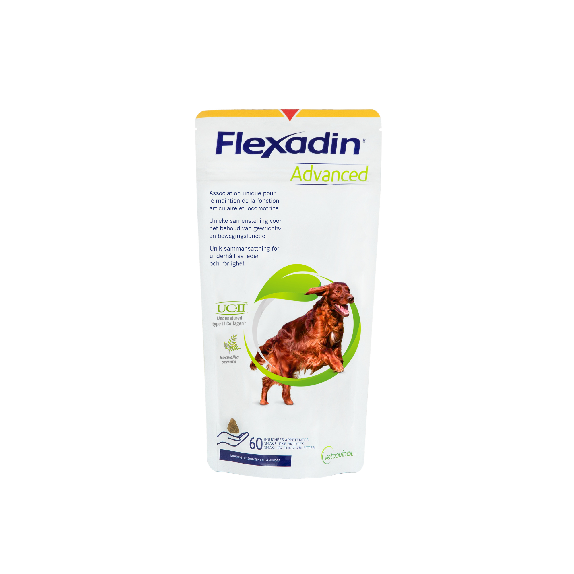 Vetoquinol Flexadin Advanced Boswellia Complemento alimentar para cão idoso sofrendo de osteoartrose